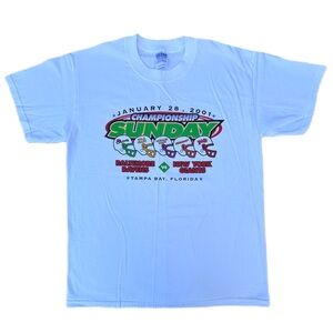 Vintage 2001 Baltimore Ravens NFL Championship Super Bowl White Graphic T-shirt